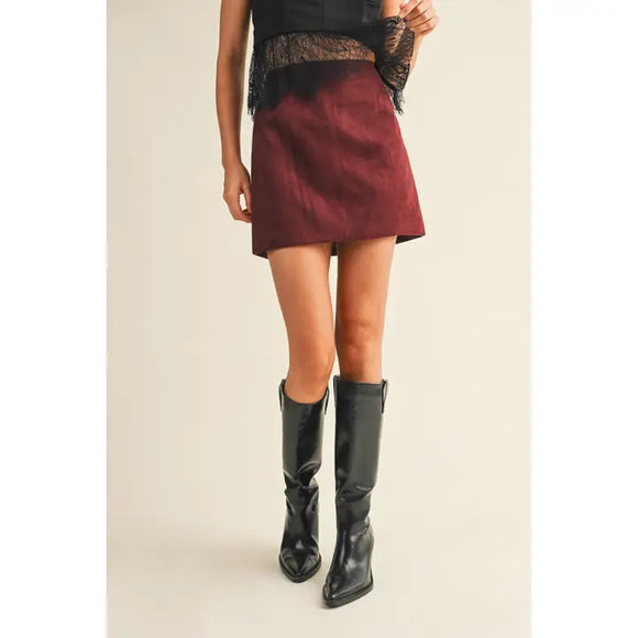 Espresso Suede Mini Skirt