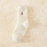Soft Christmas Embroidered Fuzzy Socks