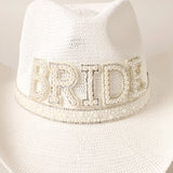 Bride Cowboy Hat with Pearls and Rhinestones