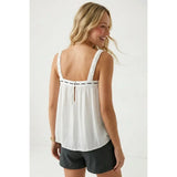 Callie Contrast Stitch Tie Front Top