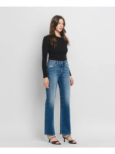 High Rise Full Length Slim Wide Jeans