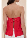 Ruby Red Linen Tube Top