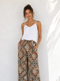 Linen Blend Mosaic Print Pant