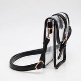 Faux Leather Belt Buckle Crossbody Clear Bag