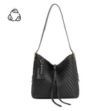Thalia Black Recycled Vegan Leather Tote Bag