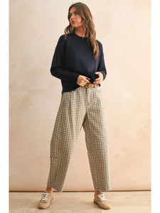 Viv Mini Checker Pattern Barrel Pants