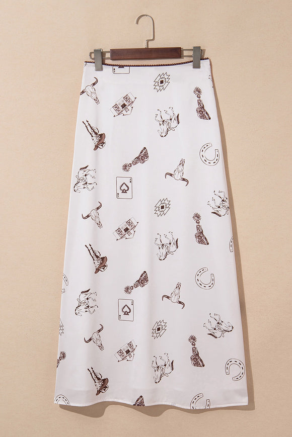 Western Satin Long Skirt