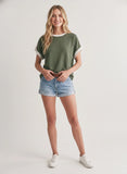 Olive Round Neck Knit Top