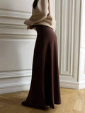Coffee Satin High-Waist Maxi Skirt