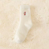 Soft Christmas Embroidered Fuzzy Socks
