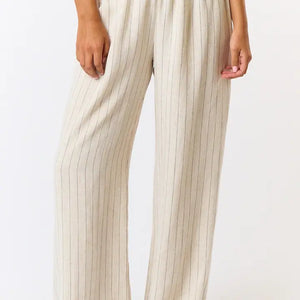 Linen Stripe Wide Leg Pants