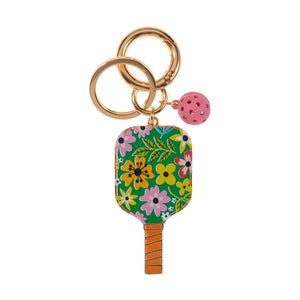 Floral Pickleball Keychain