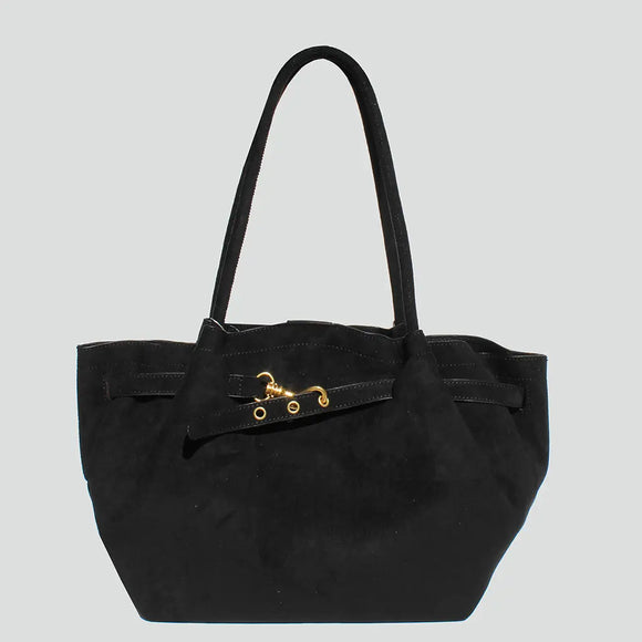 Alora Faux Suede Shoulder Bag Black