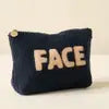 Zippered Sherpa Pouch Navy "FACE"