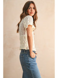 Sienna Short Sleeve Cream Blouse