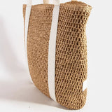 Tan Straw Braided Hat Carrier Tote Bag