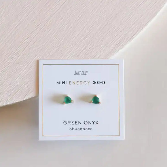 Mini Green Onyx Stud Earrings