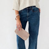 Suede Emma Woven Clutch Wallet