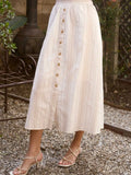 Remi Stripe Mock Button Skirt