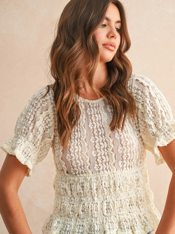 Sienna Short Sleeve Cream Blouse