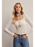 Susanah Square Neck Floral Lace Top