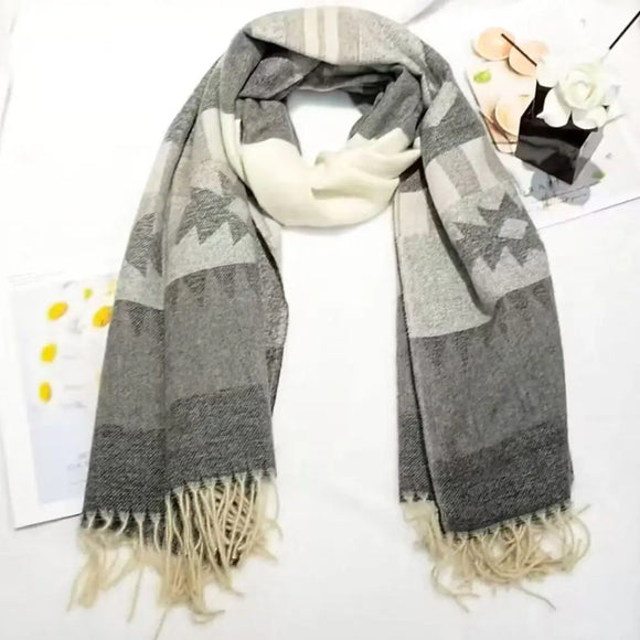 Grey Aztec Scarf