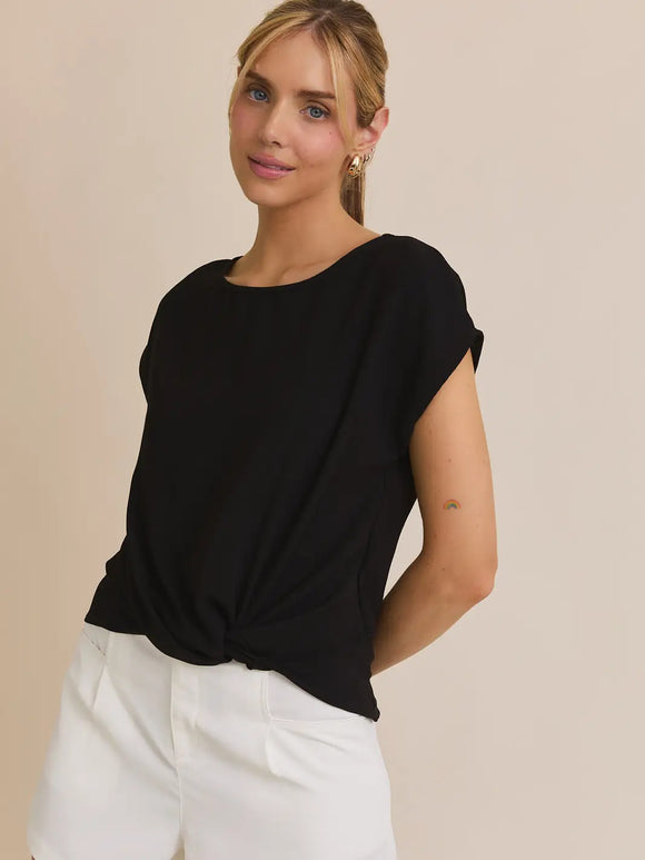 Black Front Knot Blouse
