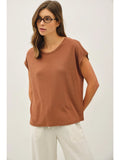 Clay Linen Blend Boxy Tee