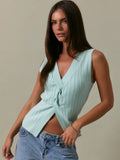 Tamra Twisted V Neck Top