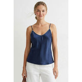 Brittany Navy Satin Camisole