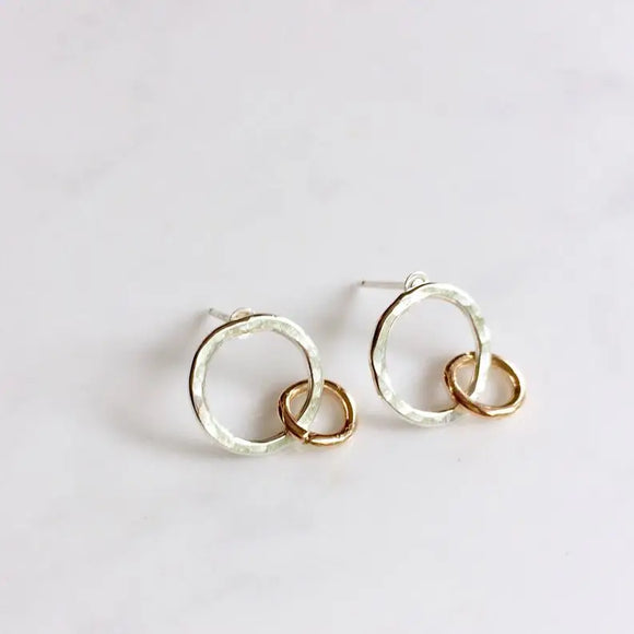 Mixed Metal Double Circle Earrings