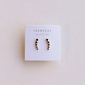 Jax Kelly Crawler - Black Cz - Gold Earrings