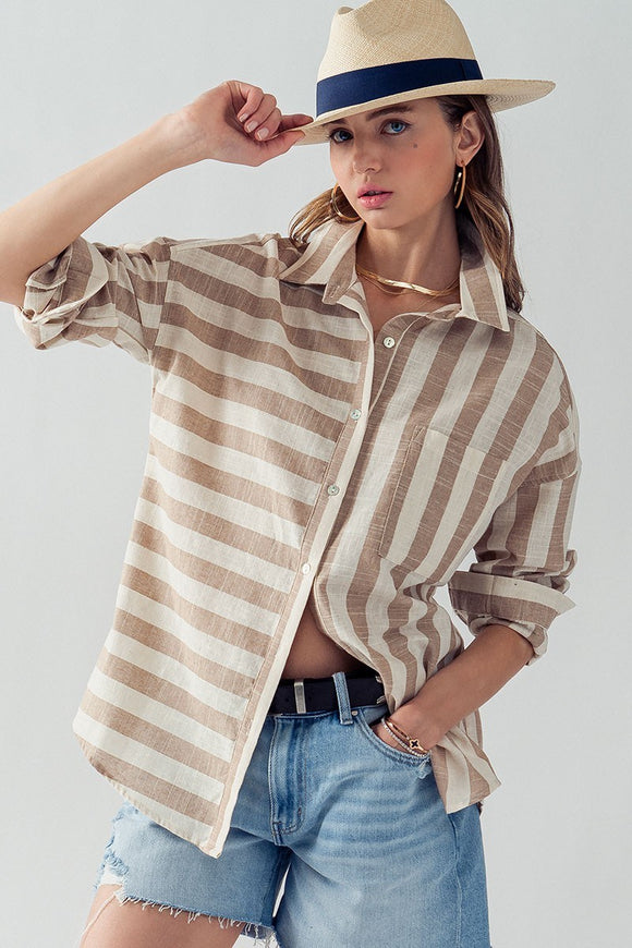Vertical And Horizontal Striped Shirt
