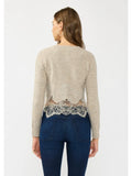 Lucy Lace Trim Cardigan Heather Oat