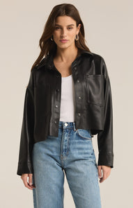 Z Supply All Day Faux Leather Black Jacket