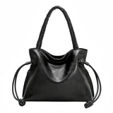 Melie Bianco Moira Black Leather Top Handle Bag