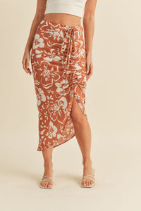 Rust Midi Floral Skirt
