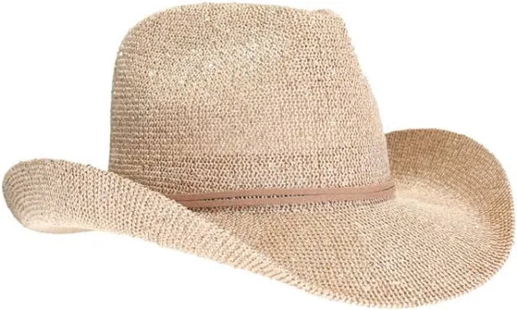 Sequin Cowboy Hat with Suede String Gold