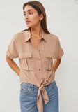 Sophia Taupe Tie Top