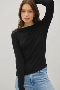 Black Wide Neck Top