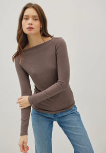 Chocolate Wide Neck Top