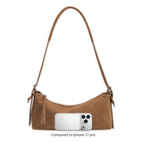 Melie Bianco Valeria Camel Suede Shoulder Bag