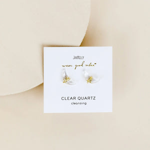 Clear Quartz Moon Earrings