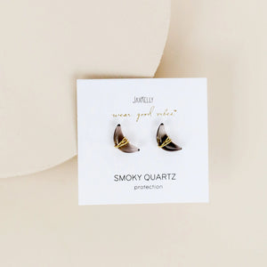 Smokey Quartz Moon Earrings